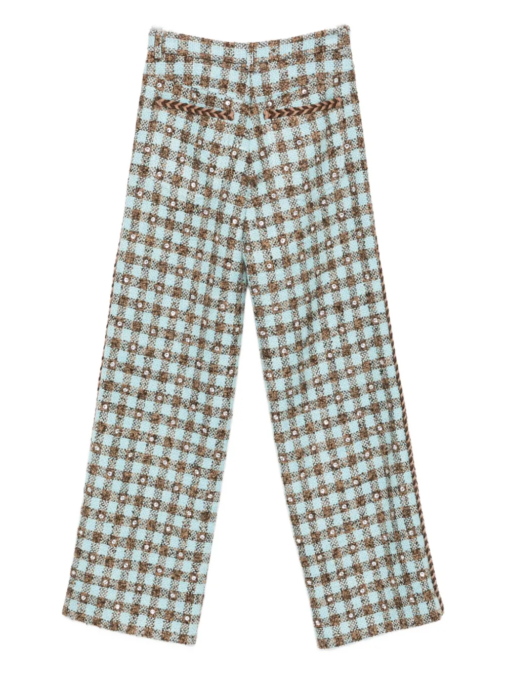 Giuseppe Di Morabito gingham-check braided-trimmed trousers - Blauw