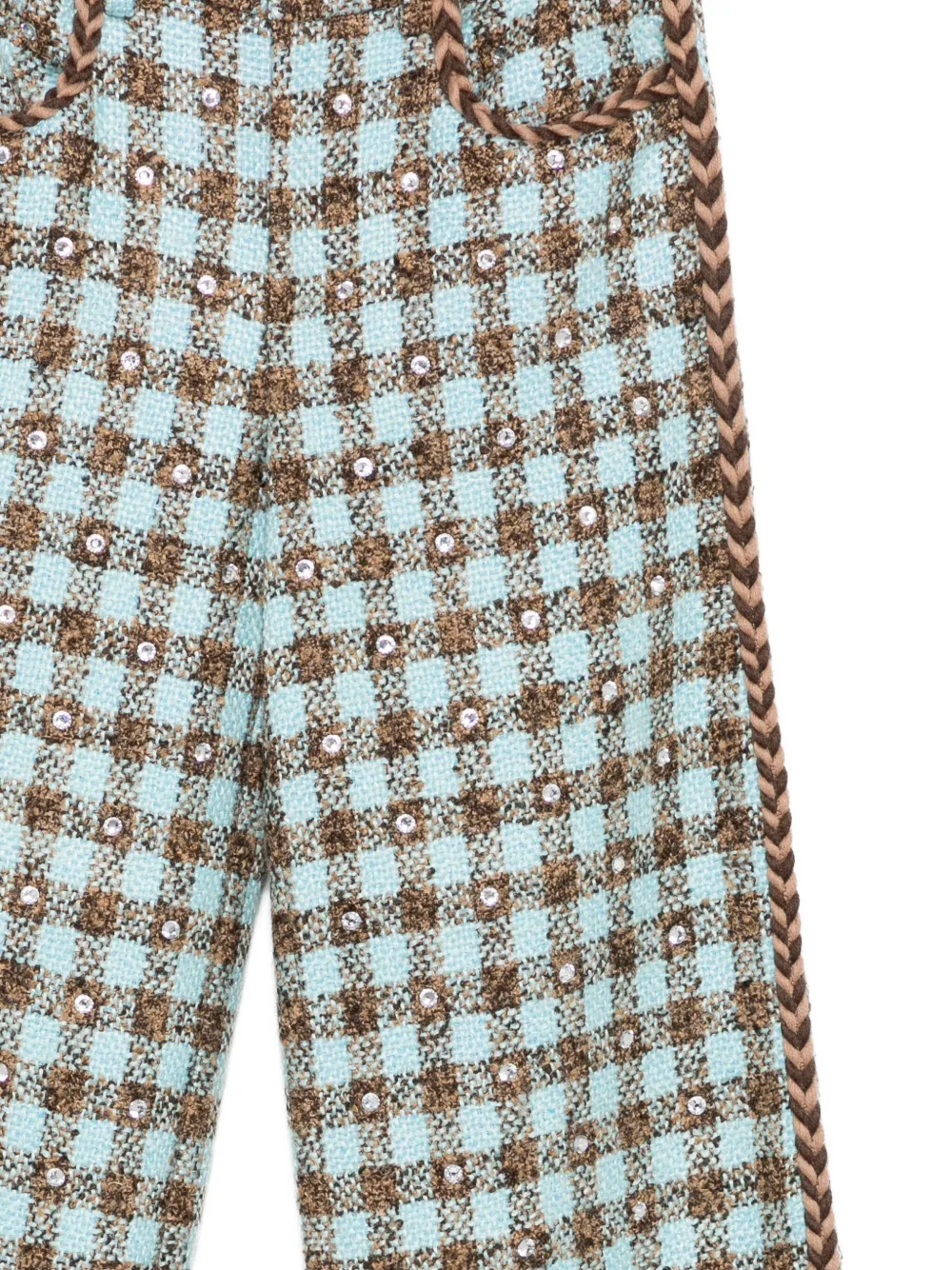 Giuseppe Di Morabito gingham-check braided-trimmed trousers Blauw