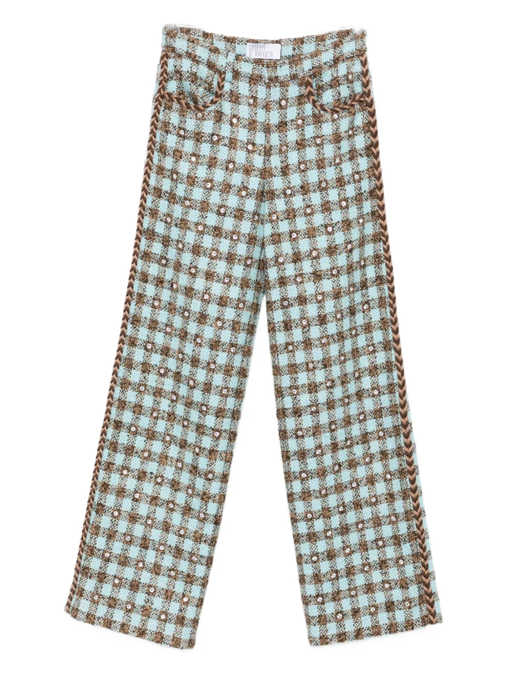 Giuseppe Di Morabito gingham-check braided-trimmed trousers Blauw