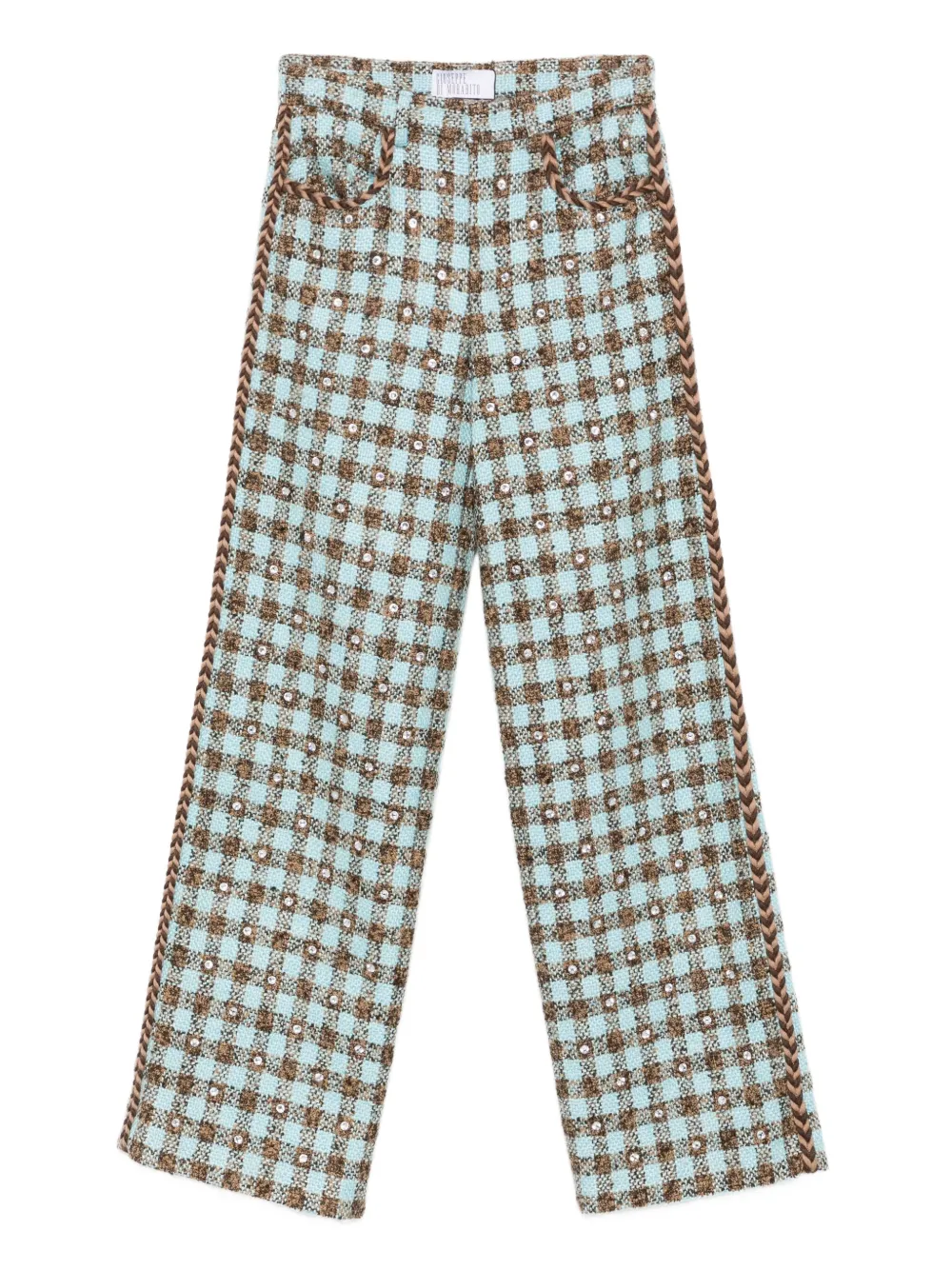 Giuseppe Di Morabito gingham-check braided-trimmed trousers | Blue | Image 1
