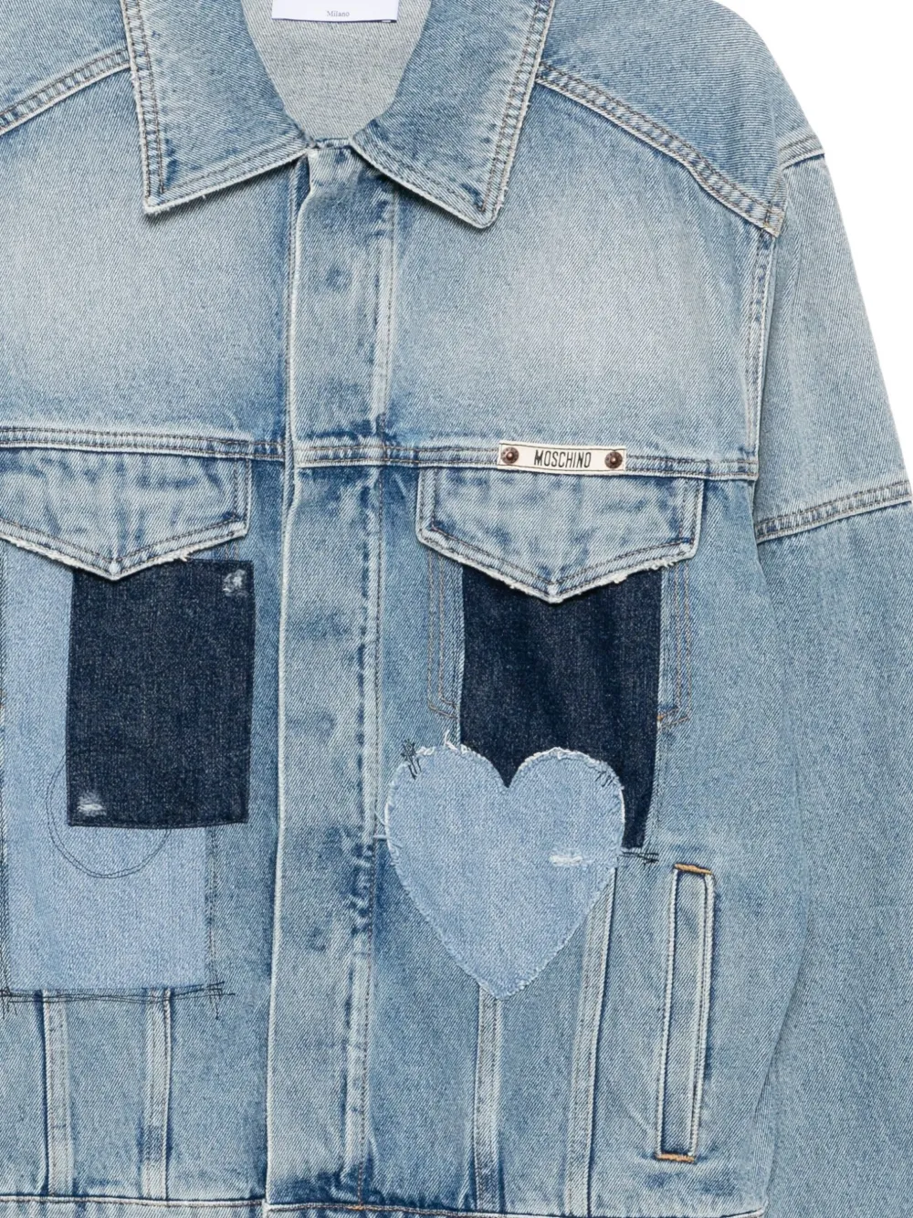 Moschino Denim jack met patchwork Blauw