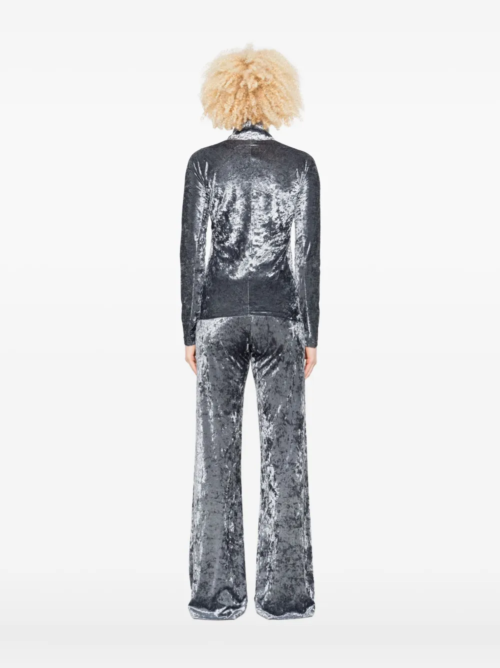 Forte Forte Stretchy Rollneck In Shimmering Velvet In Gray