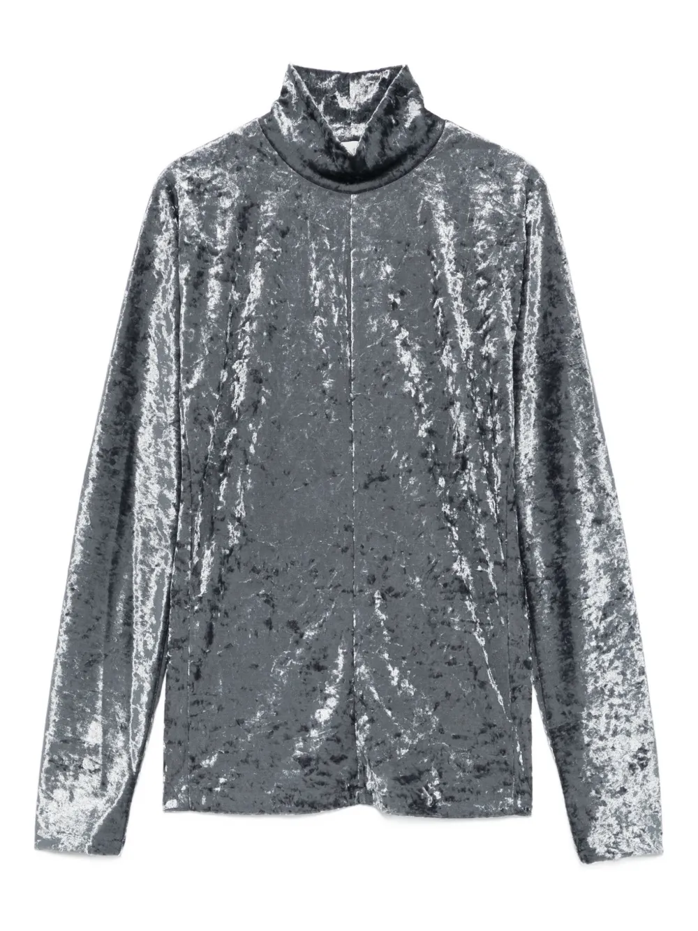 Forte crushed-velvet turtleneck top Blauw