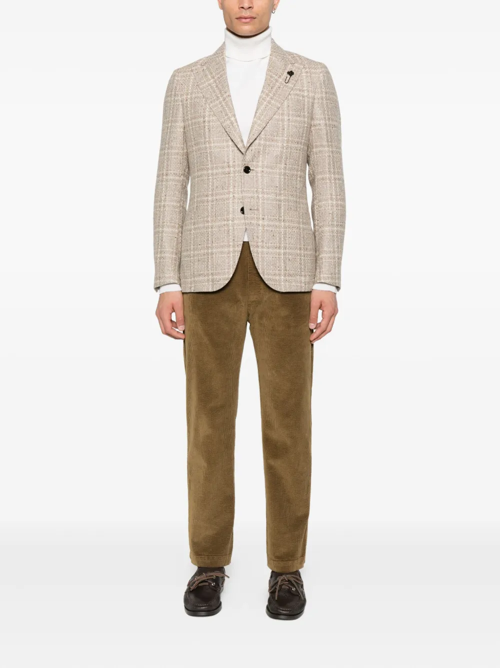 Lardini checked two-button jacket Beige