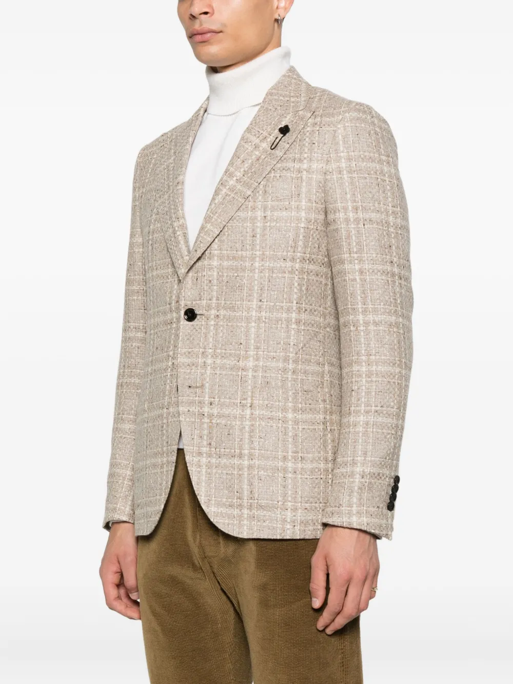 Lardini checked two-button jacket Beige