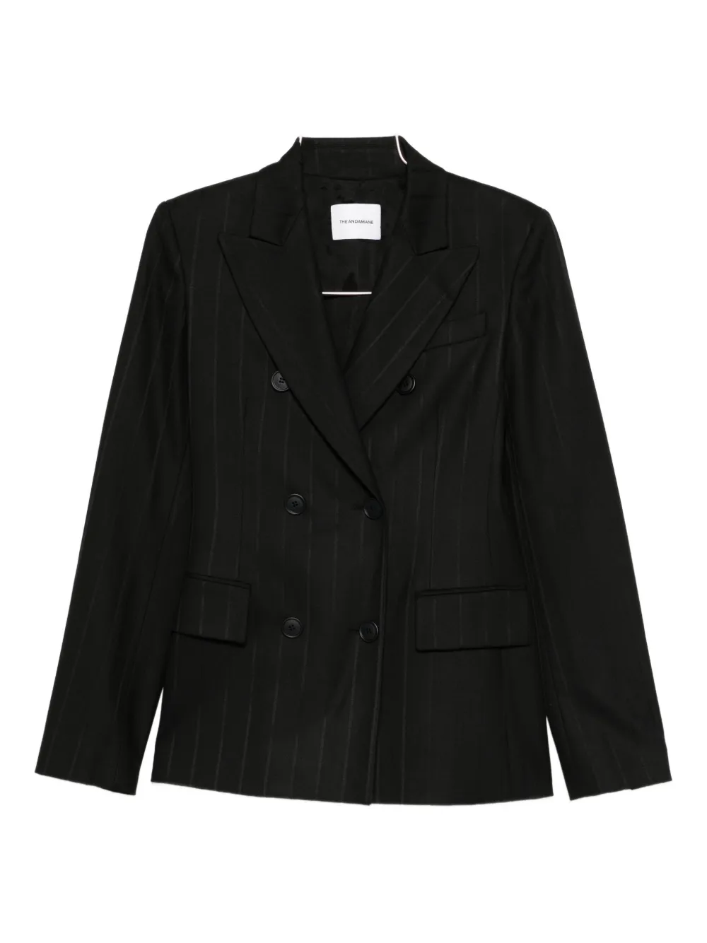 The Andamane Pinstriped Double-breasted Jacket In Black