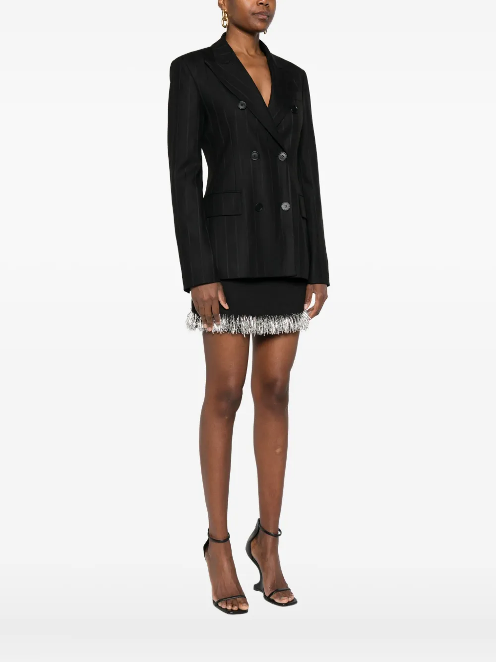 The Andamane Pinstriped Double-breasted Jacket In Black