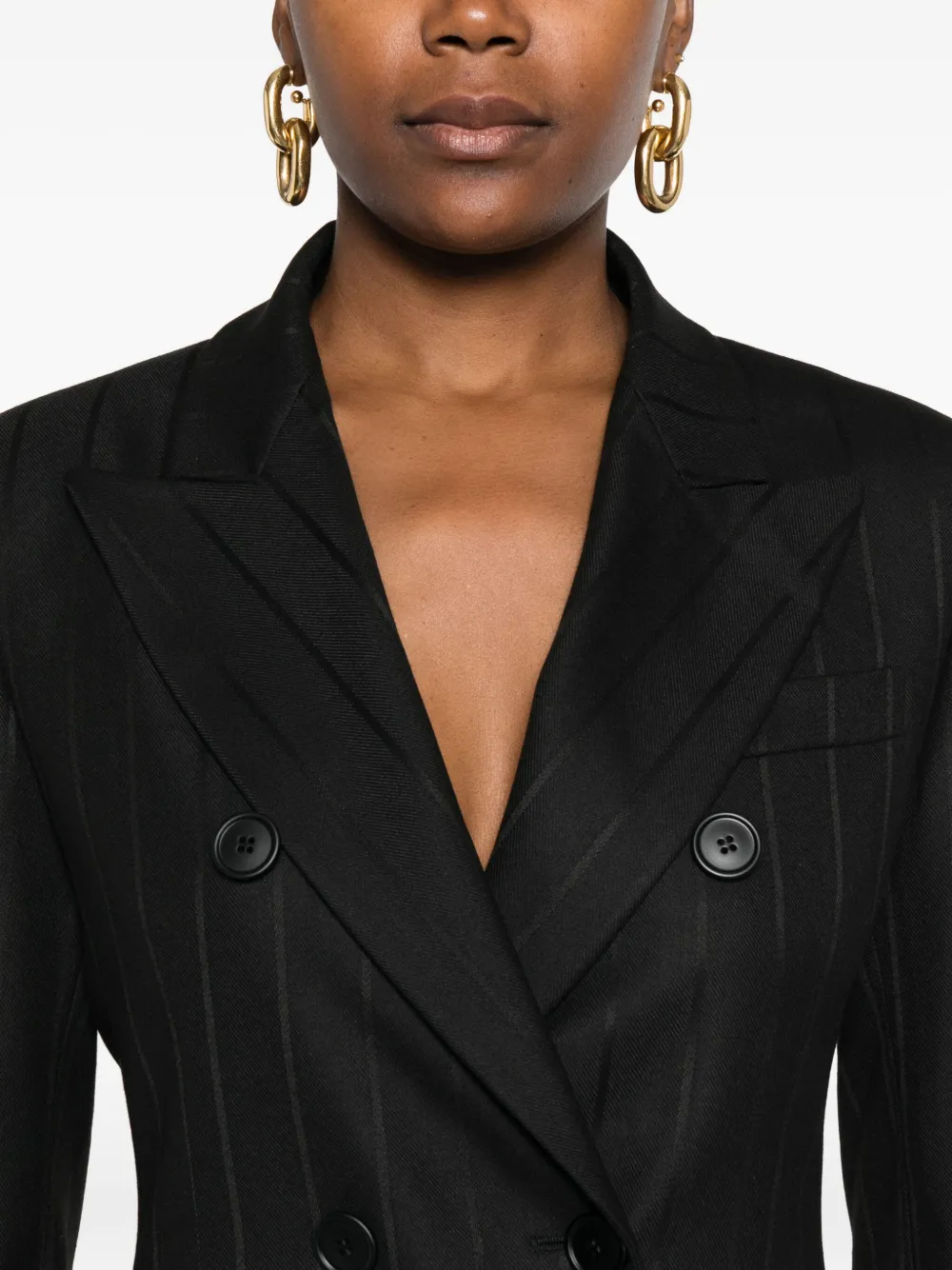 The Andamane Pinstriped Double-breasted Jacket In Black