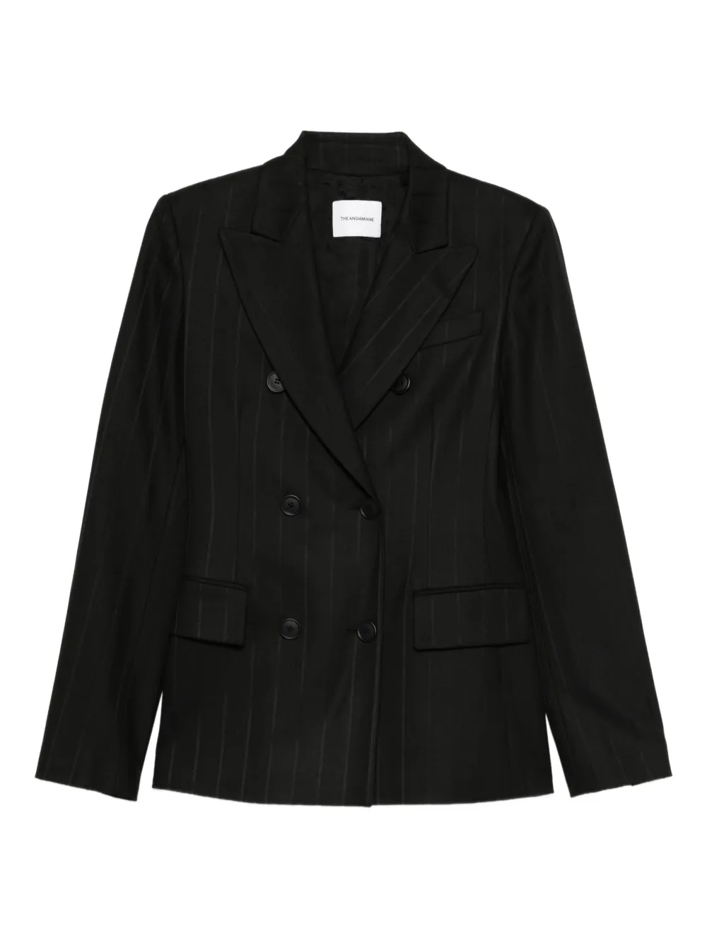 THE ANDAMANE pinstriped double-breasted jacket | Black | Image 1