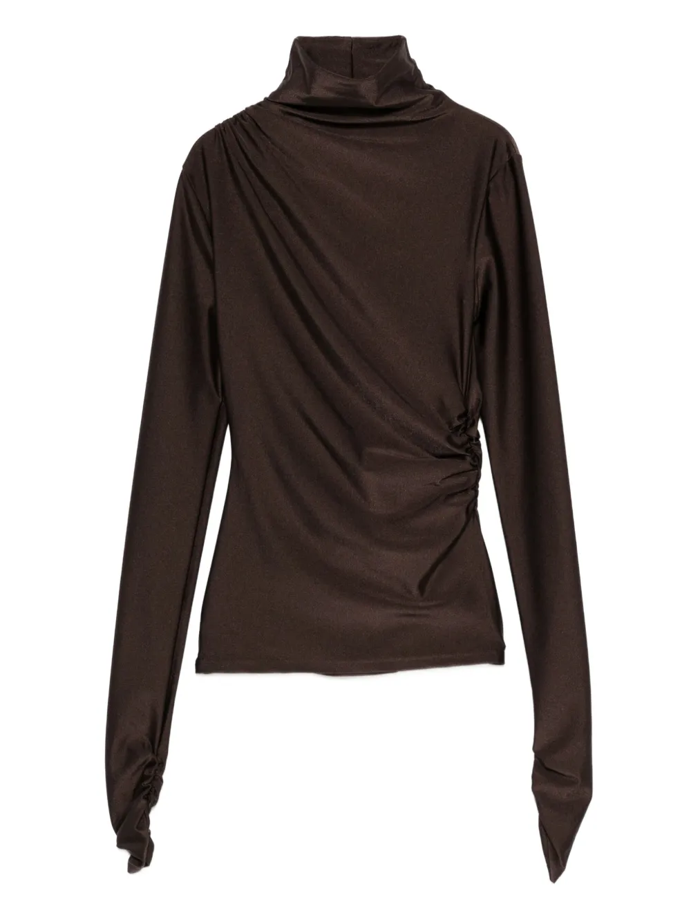 THE ANDAMANE Oleandra turtleneck gathered-detail top | Brown | Image 1