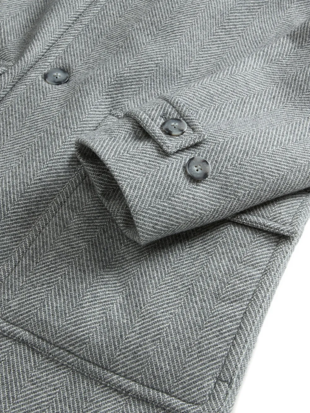 Woolrich Jas met visgraatpatroon zak en enkele rij knopen Grijs