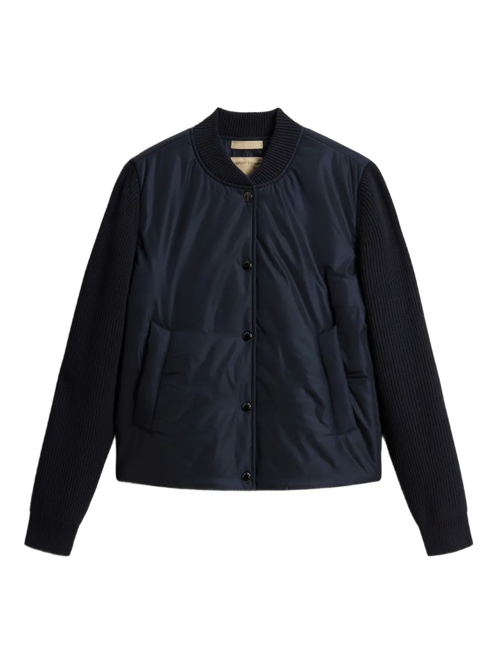 Woolrich quilted knit-sleeve bomber jacket Blauw