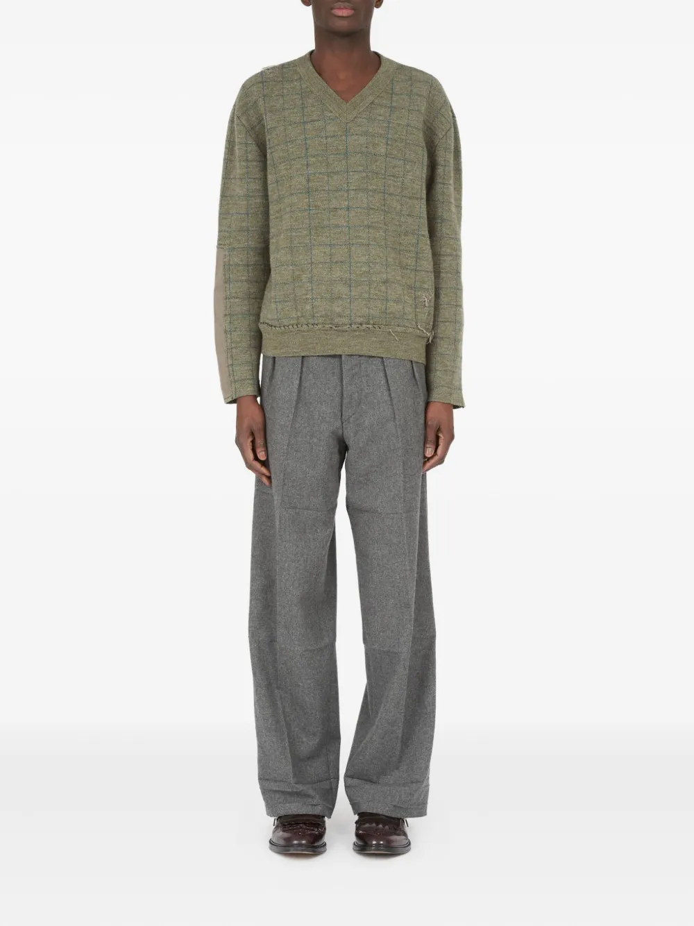 Maison Margiela Wollen trui met patroon en V-hals Groen