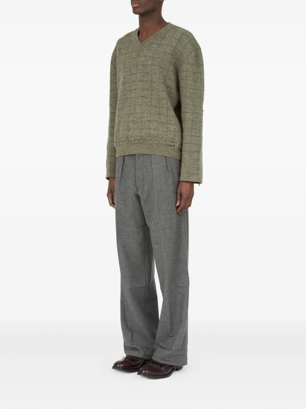 Maison Margiela Wollen trui met patroon en V-hals Groen