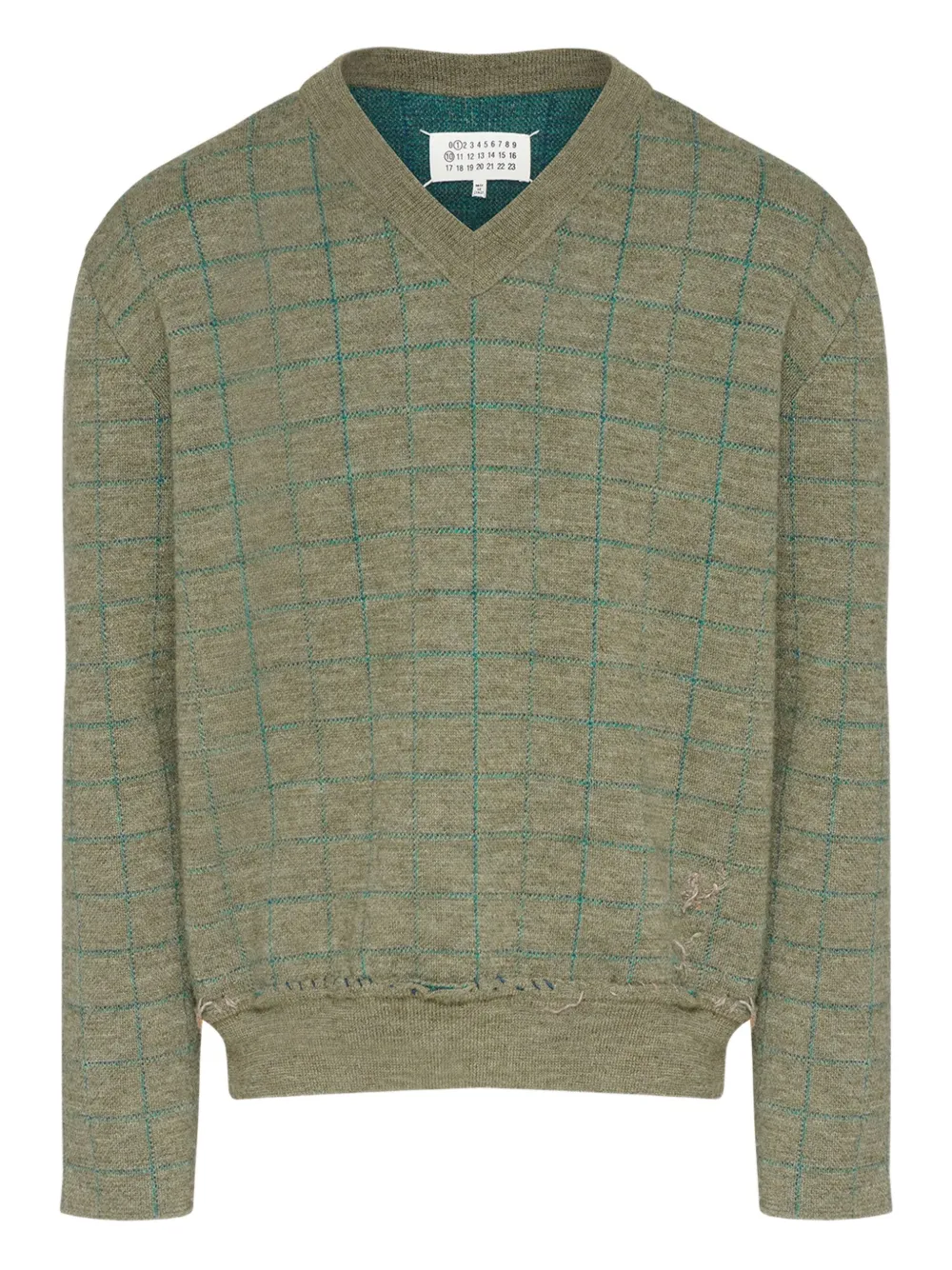 Maison Margiela Wollen trui met patroon en V-hals Groen