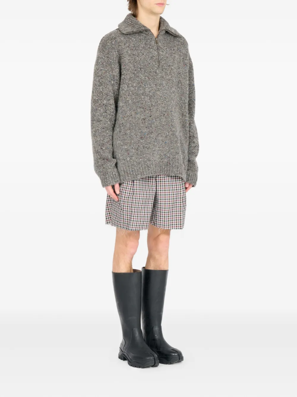 Maison Margiela Gespikkelde trui met halve rits Grijs