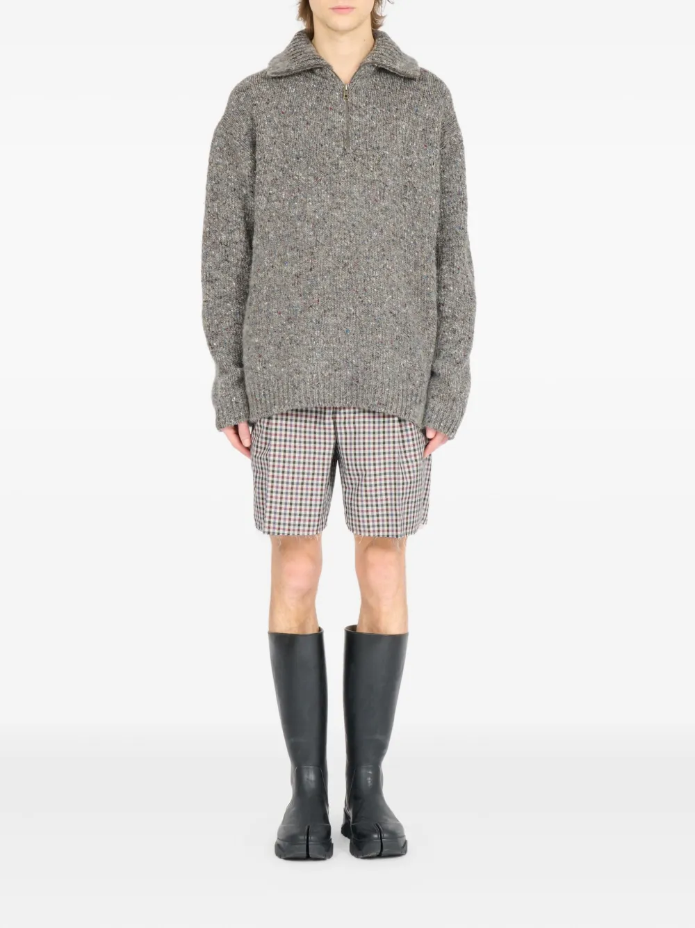 Maison Margiela Gespikkelde trui met halve rits Grijs