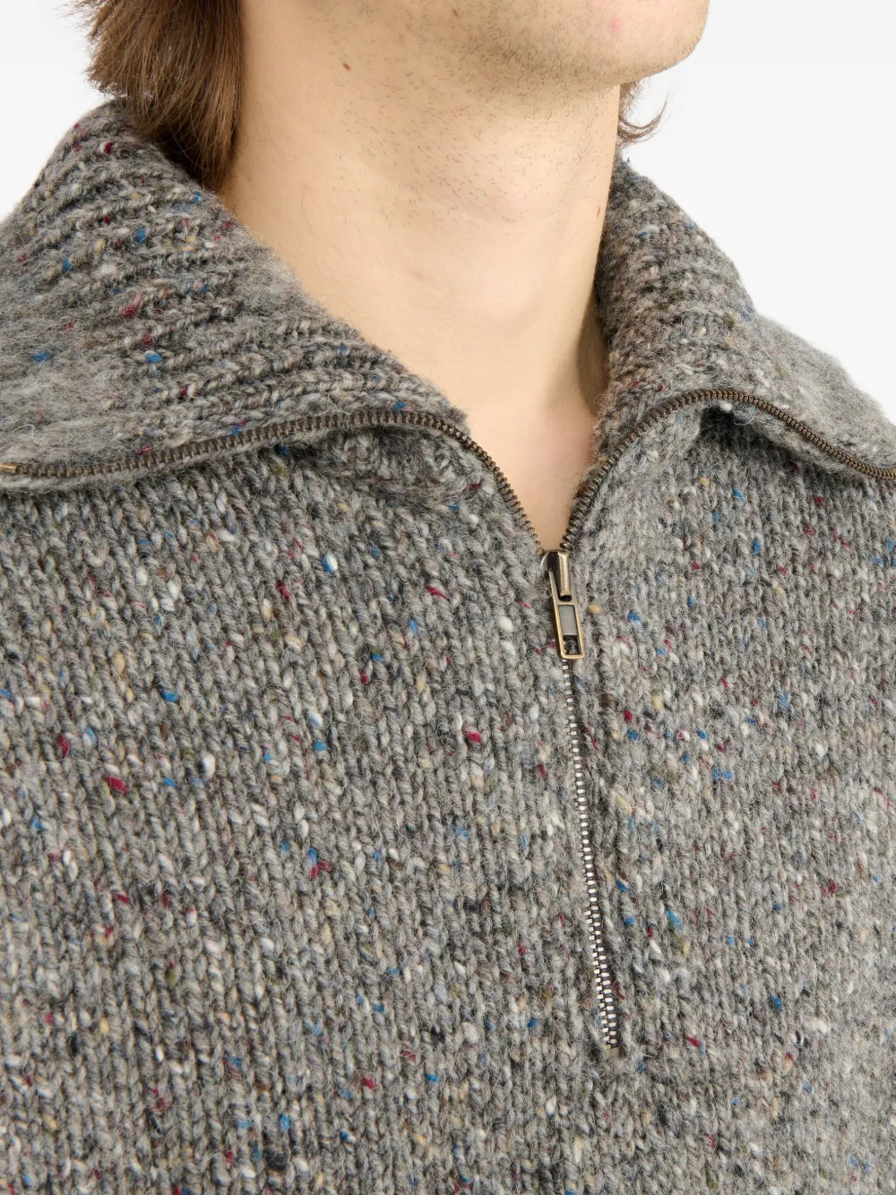 Maison Margiela Gespikkelde trui met halve rits Grijs