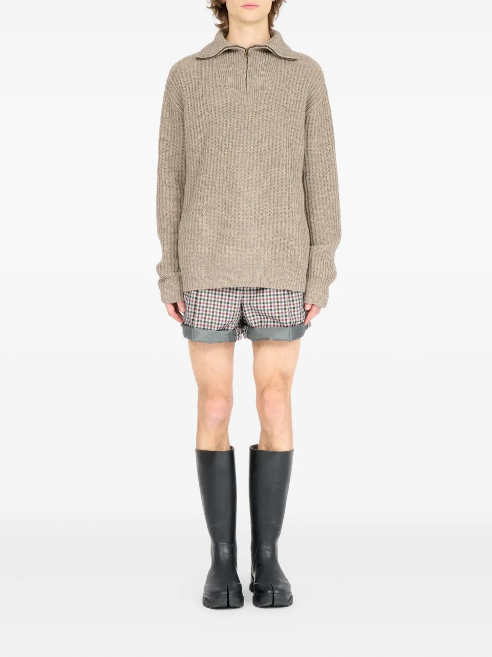Maison Margiela Geribbelde trui met halve rits - Beige