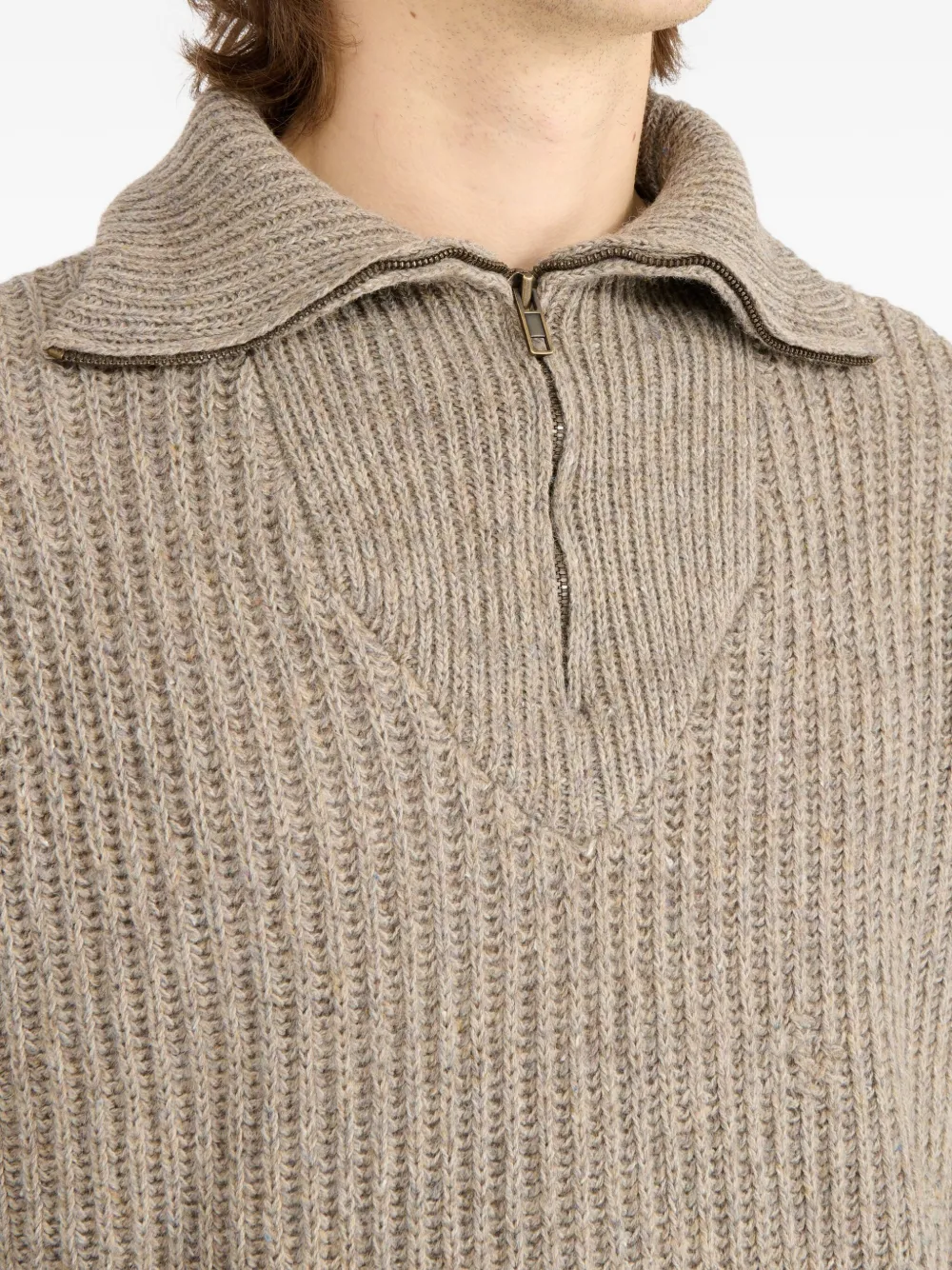 [美品]maison margiela half zip sweat olive half3G様 Maison Margiela Distressed Half Zip Sweater