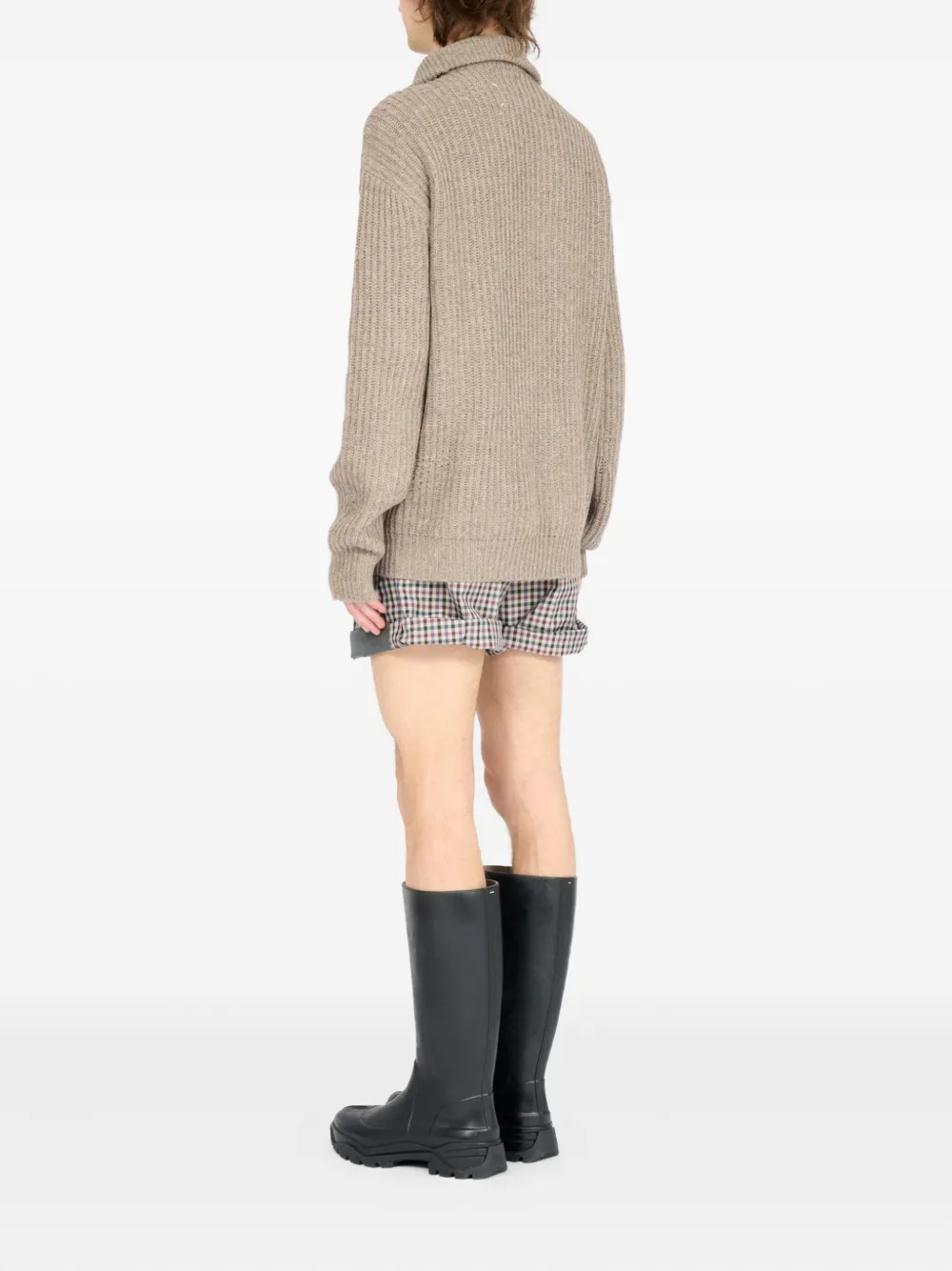 Maison Margiela Geribbelde trui met halve rits Beige