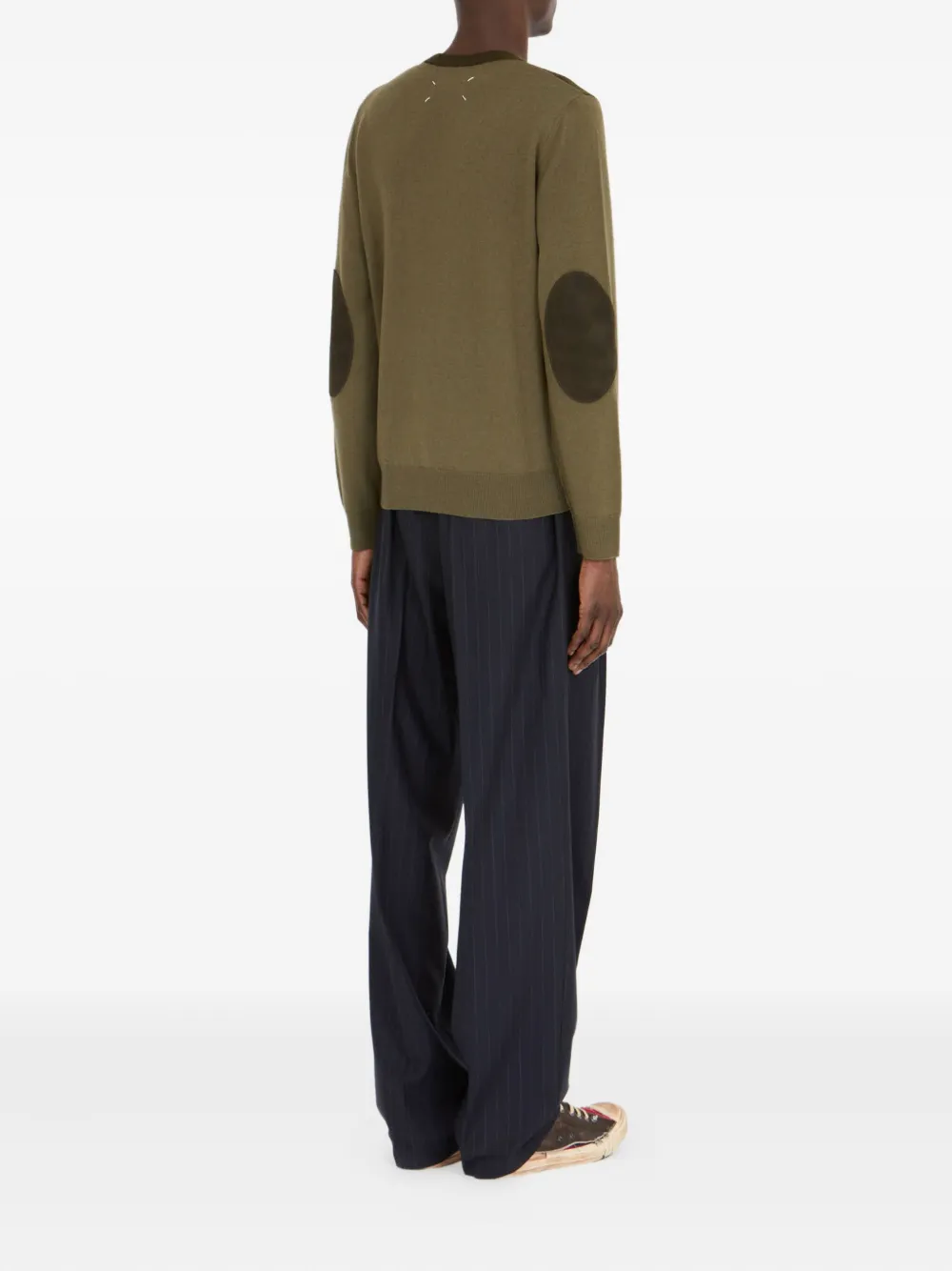 Maison Margiela Trui met ronde hals en elleboogpatch Groen