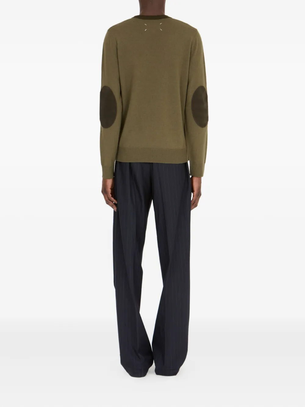 Maison Margiela Trui met ronde hals en elleboogpatch - Groen