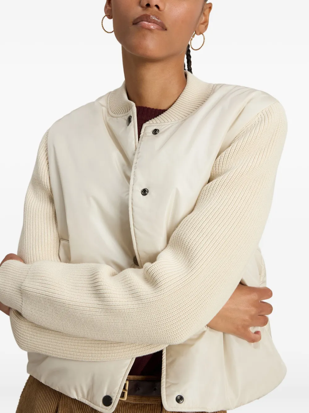 Woolrich Gewatteerd bomberjack met geribbelde mouwen Beige