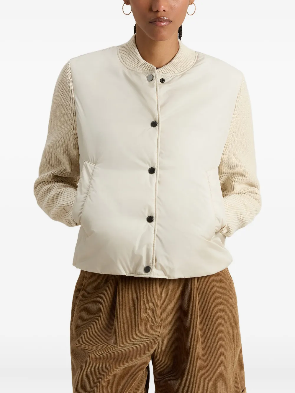 Woolrich Gewatteerd bomberjack met geribbelde mouwen Beige