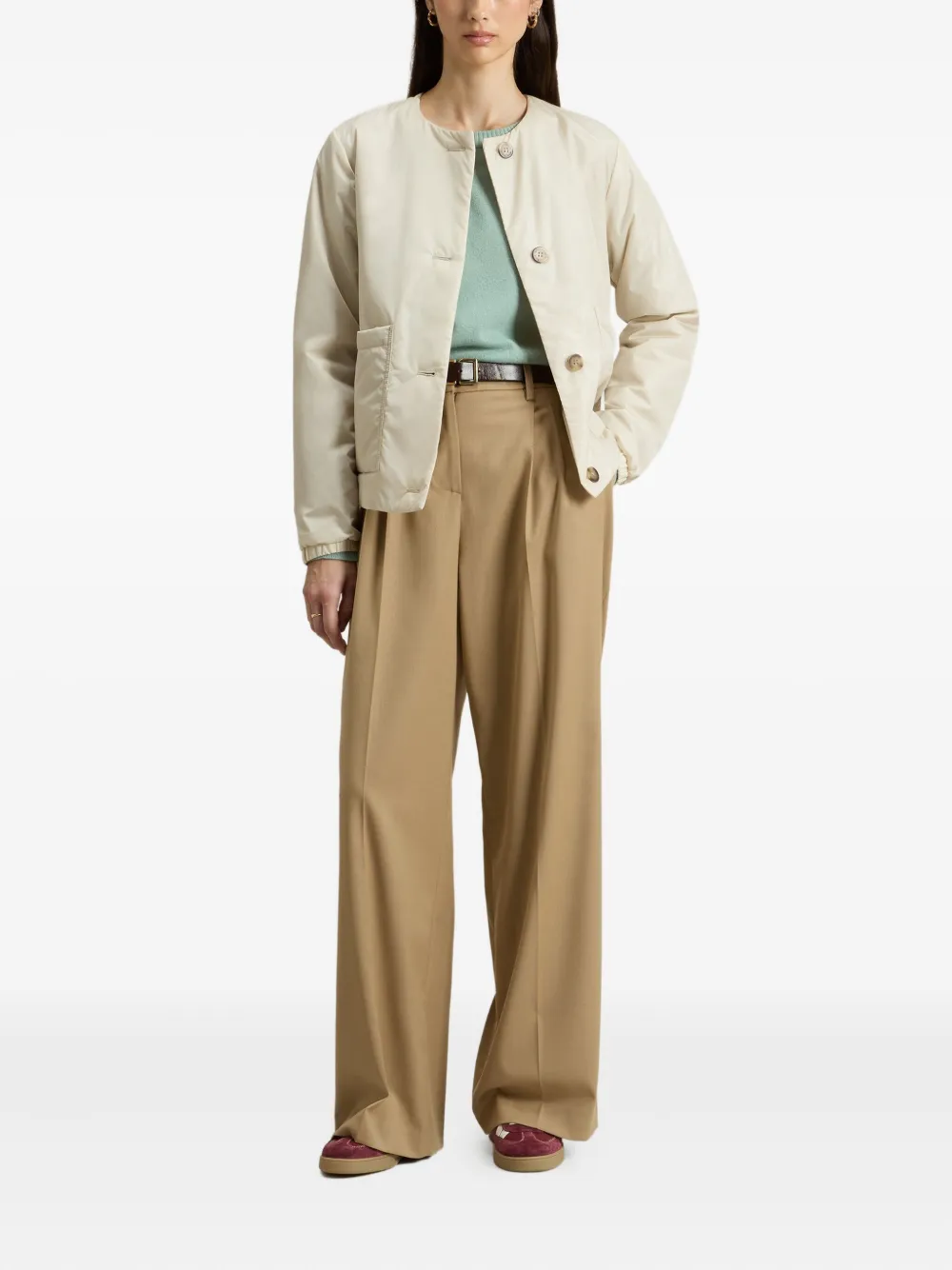 Woolrich Jack met opgestikte zak en knoopsluiting Beige