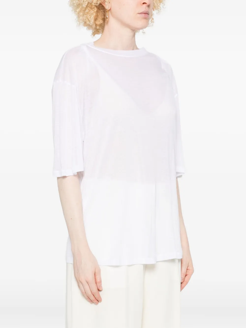 Victoria Beckham T-shirt met gedrapeerde mouwen Wit