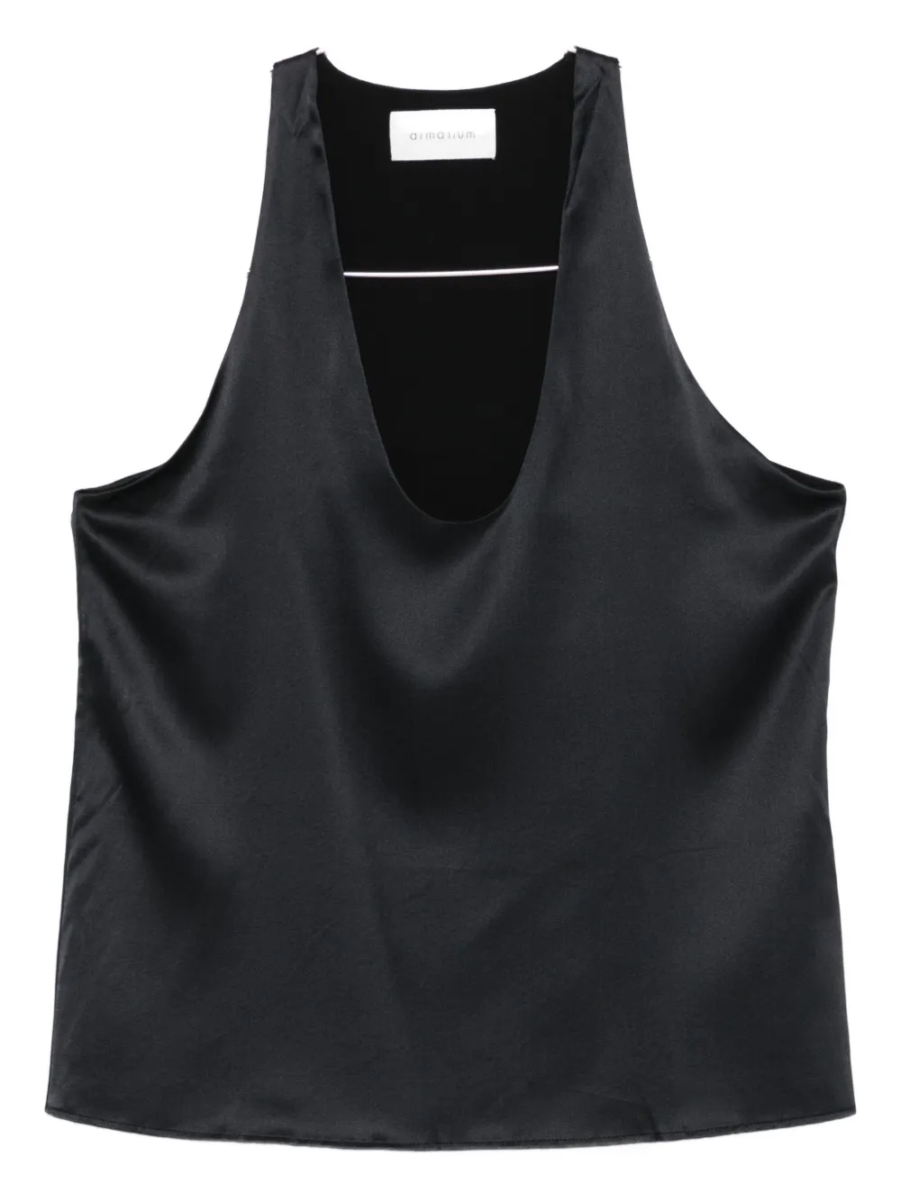 Armarium Halterneck Satin Tank Top In Black