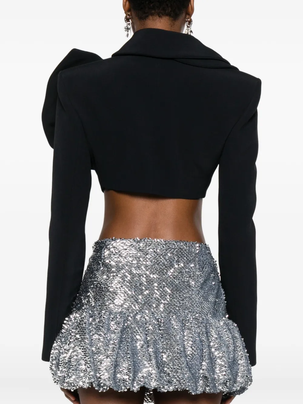 Redemption Cropped jack met ruches en roosdetail 999 BLACK