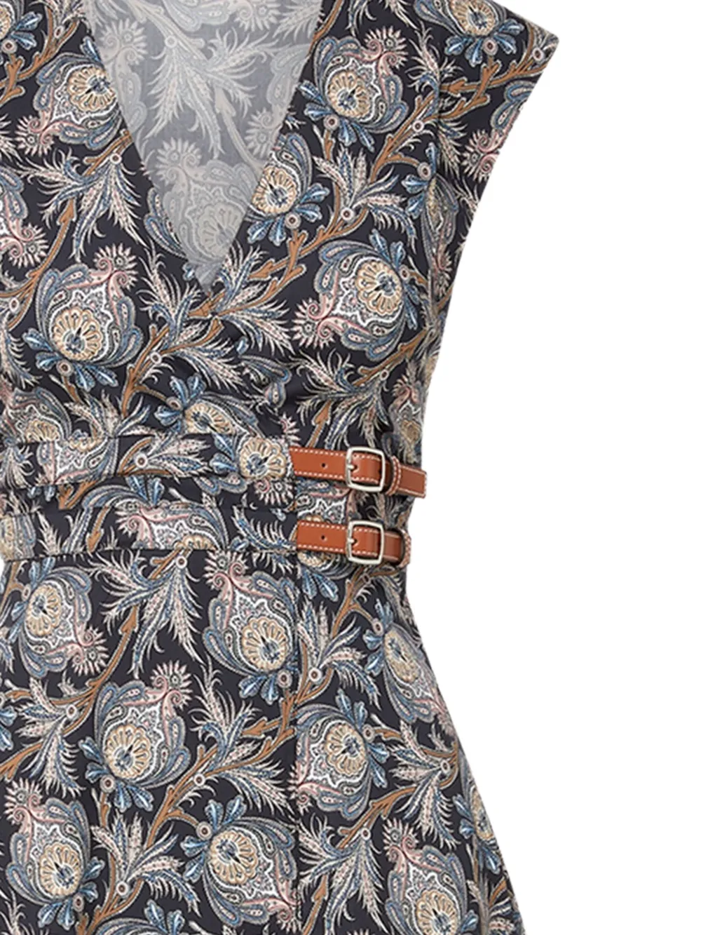 Veronica Beard floral-print belted midi dress - Zwart