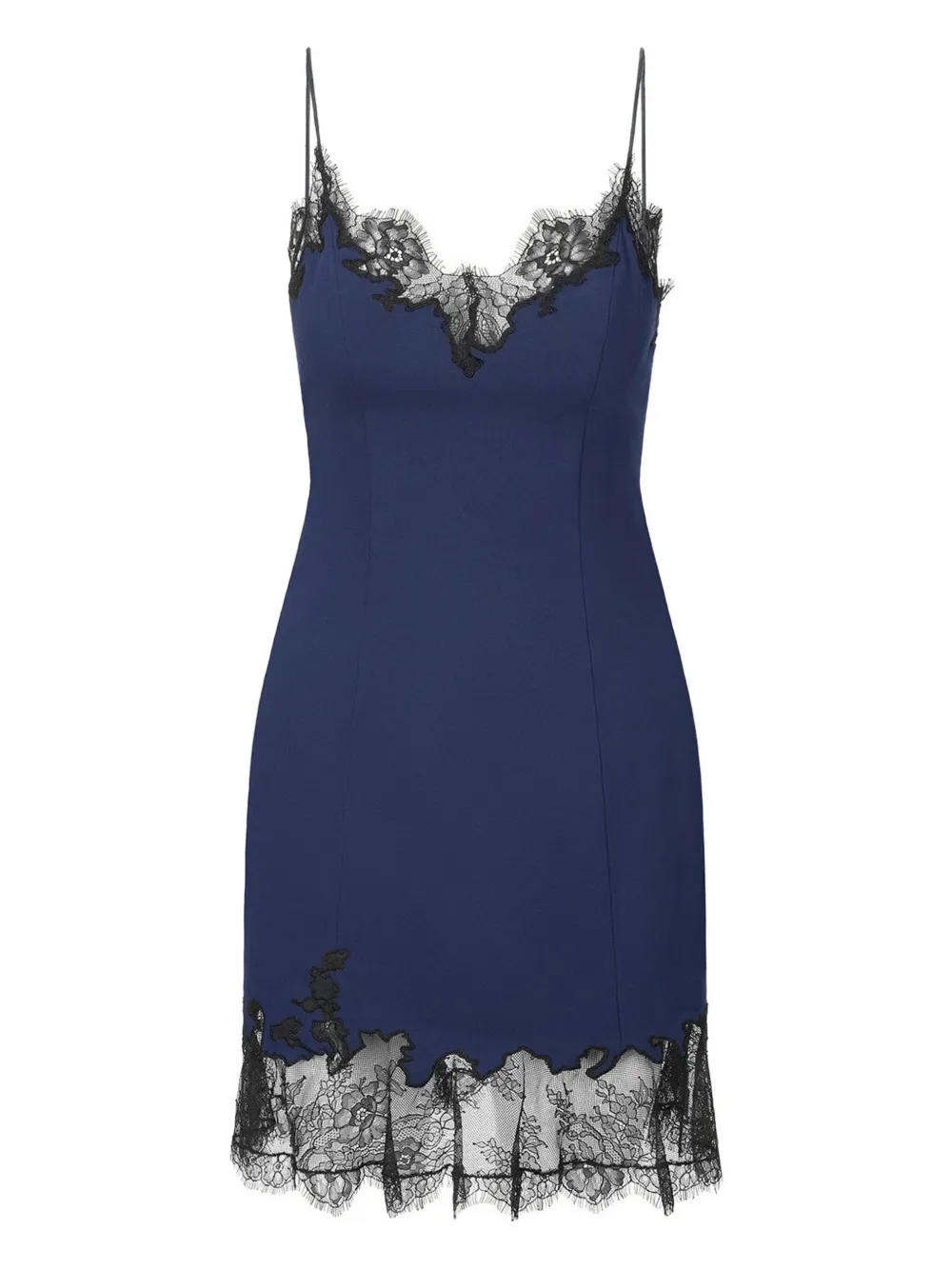 STAUD lace-trimmed slip mini dress Blauw