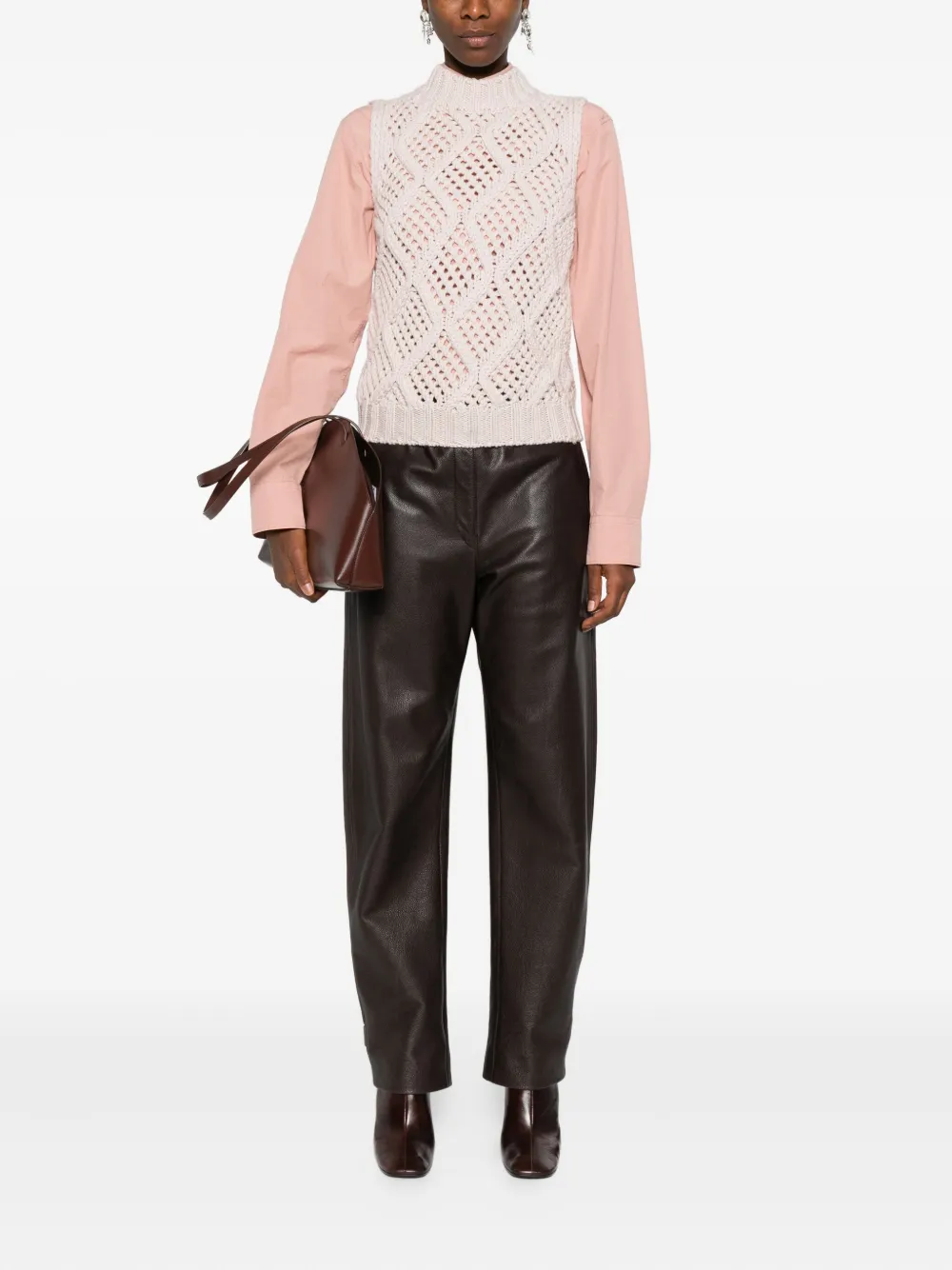 Eleventy Mouwloze top Beige