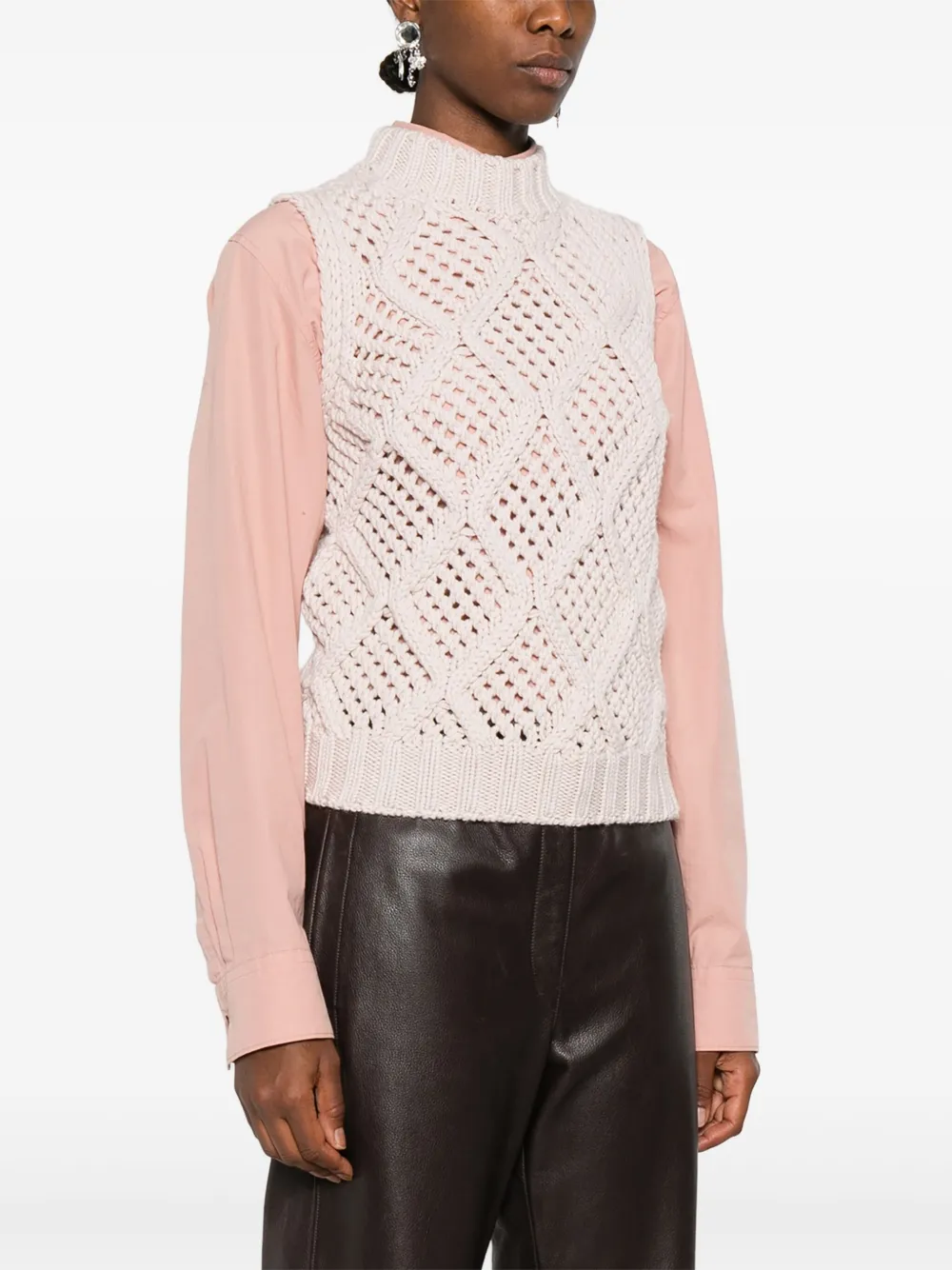Eleventy Mouwloze top Beige