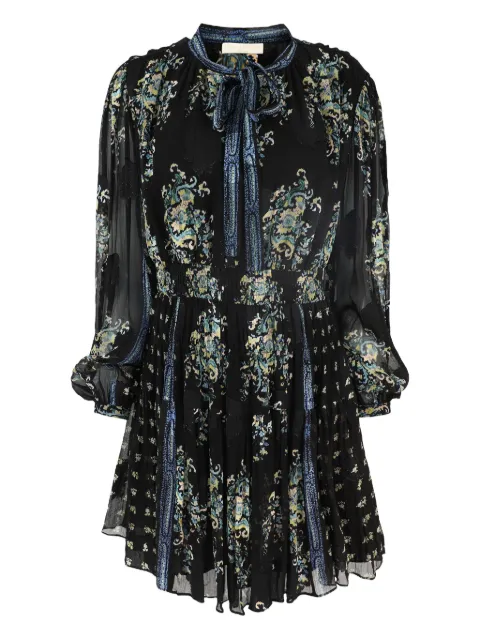 Ulla Johnson necktie long-sleeve paisley printed mini dress