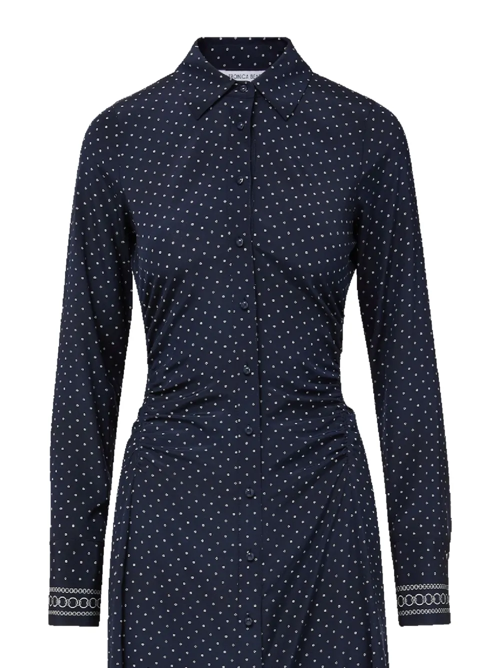 Veronica Beard polka-dot print cinched-waist midi dress - Blauw