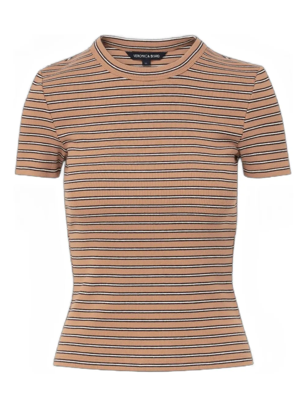 Veronica Beard Striped Three-quarter Sleeve T-shirt In Brown