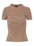 Veronica Beard striped three-quarter sleeve T-shirt - Brown