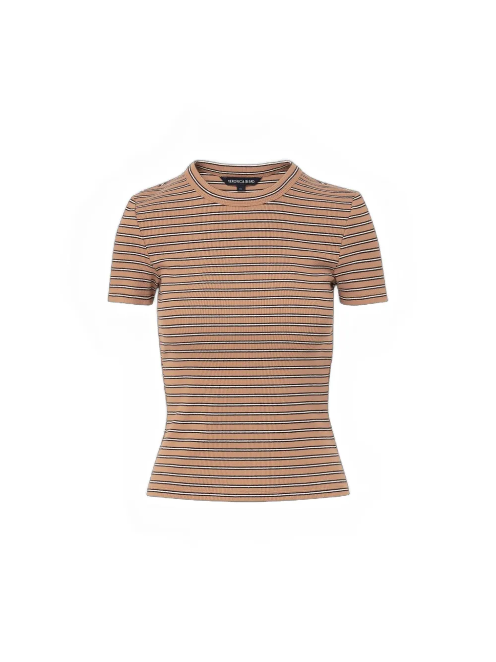 Veronica Beard Striped Three-quarter Sleeve T-shirt In Brown