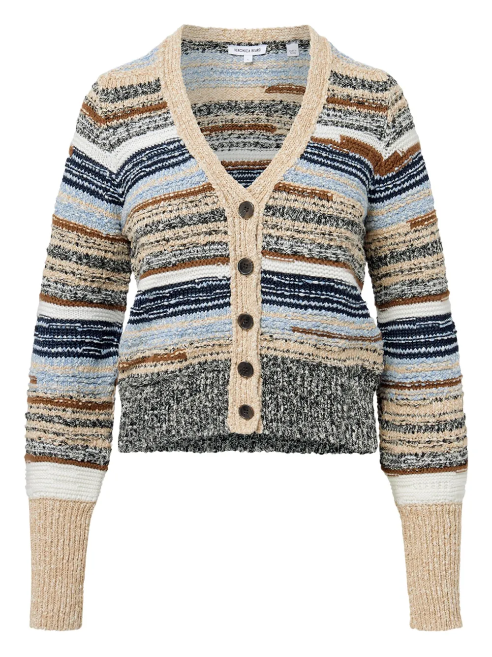 striped button-closure cardigan