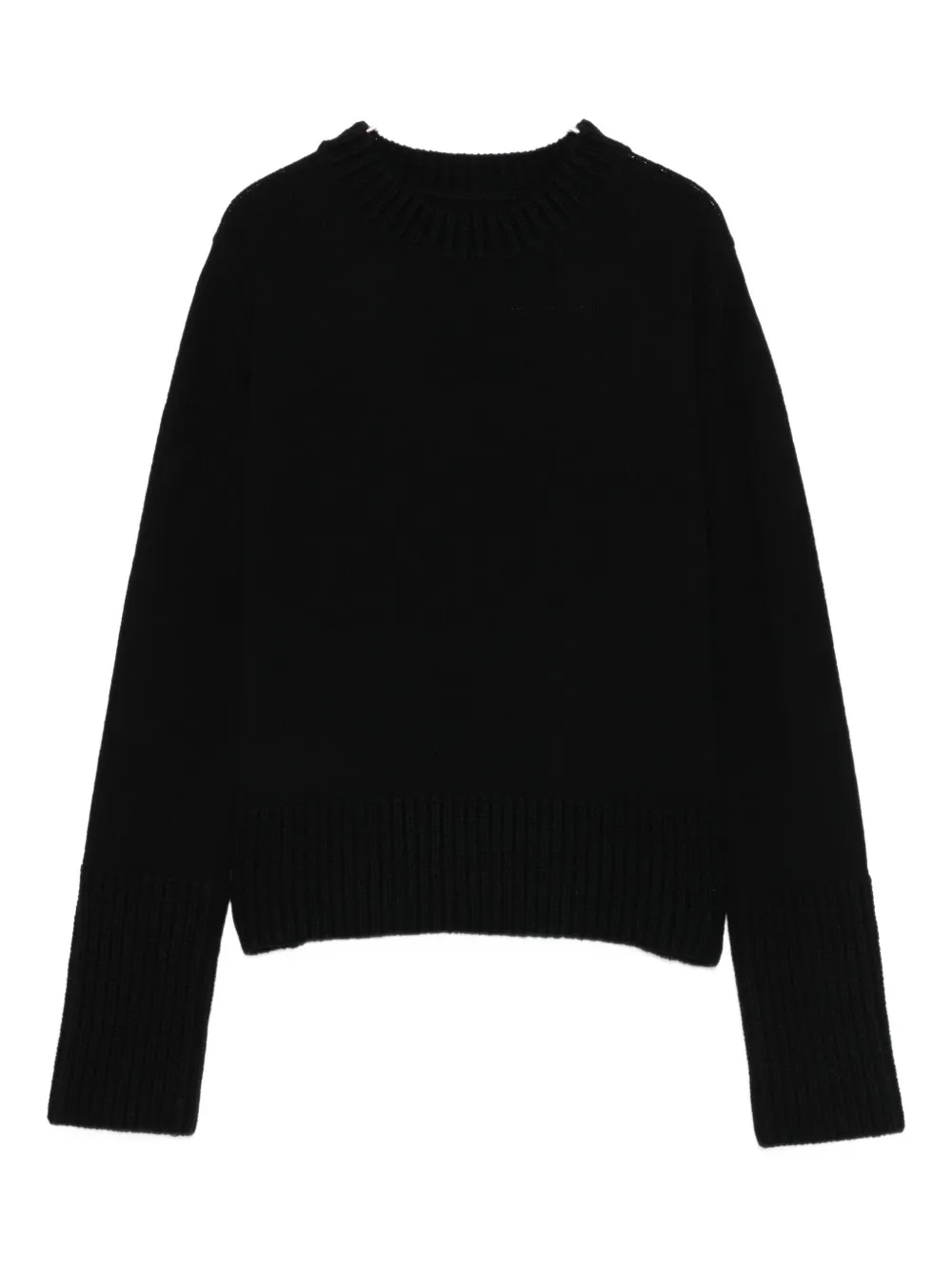 Sacai Ribbed-cuff Wool Sweater In Black