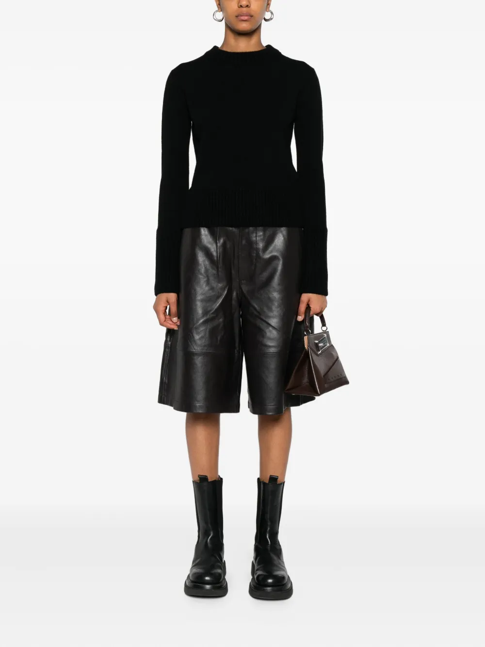 Sacai Ribbed-cuff Wool Sweater In Black