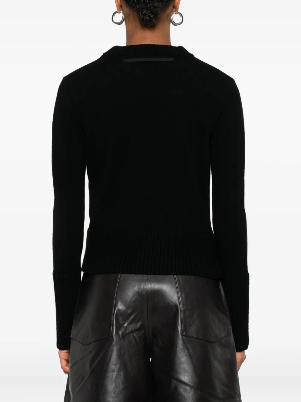 Sacai Ribbed-cuff Wool Sweater In Black