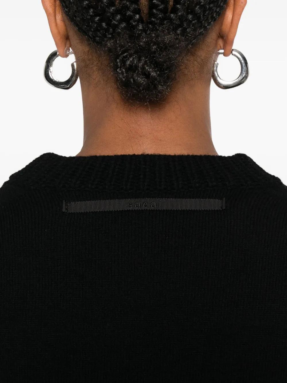 Sacai Ribbed-cuff Wool Sweater In Black