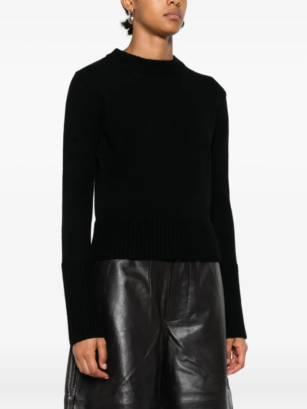 Sacai Ribbed-cuff Wool Sweater In Black