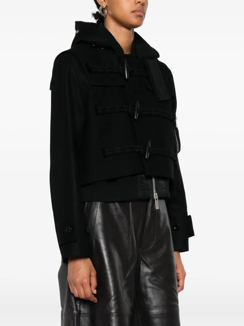 sacai Jack met capuchon en houtje-touwtje-sluiting Zwart