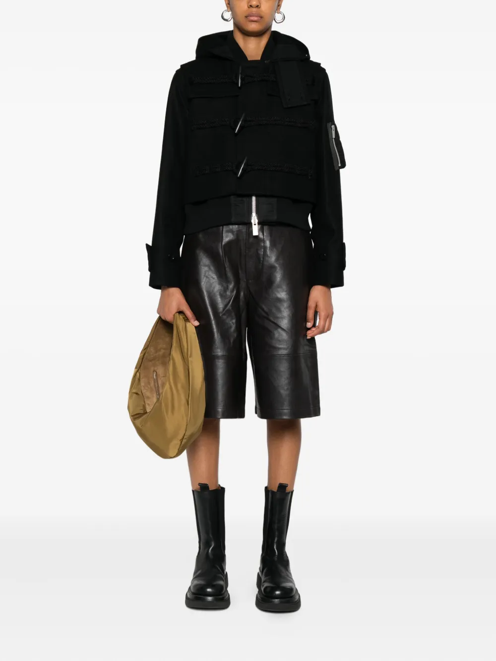 sacai Jack met capuchon en houtje-touwtje-sluiting Zwart